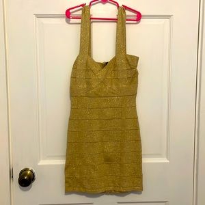 Mini gold bondage dress. Size small